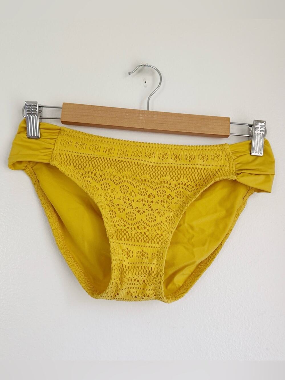 Becca Yellow Crochet Bikini Bottom Size S Nwot